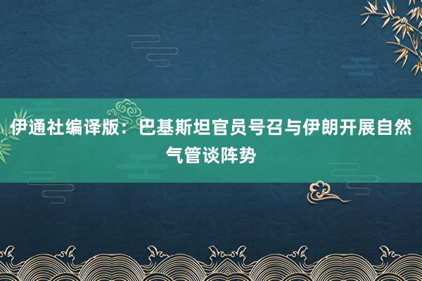 伊通社编译版：巴基斯坦官员号召与伊朗开展自然气管谈阵势